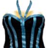 Black halter top with blue ribbon